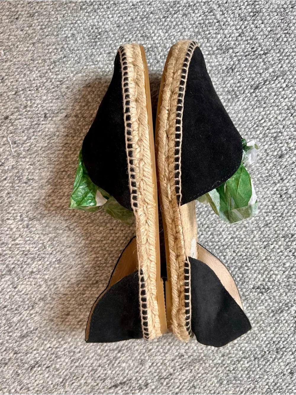 Manebi 38 Hamptons open side espadrille flats black suede US 8